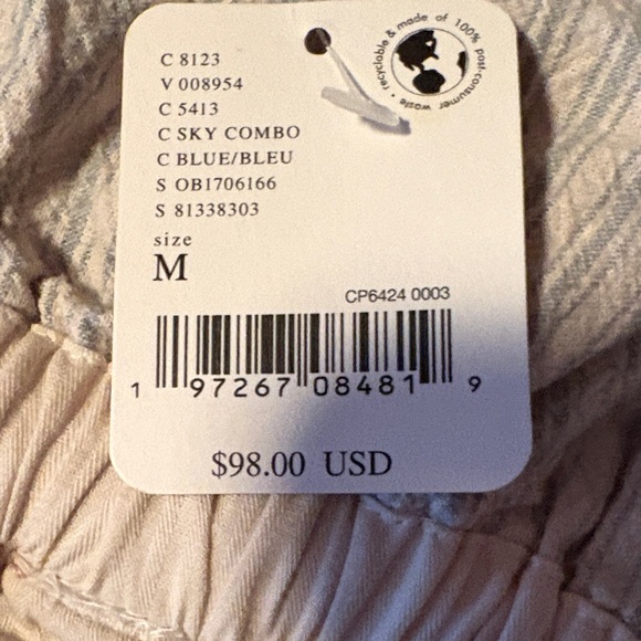 Rare - Free People Runyon oversized Pant Sky Blue / Crème Stripe - Picture 8 of 8